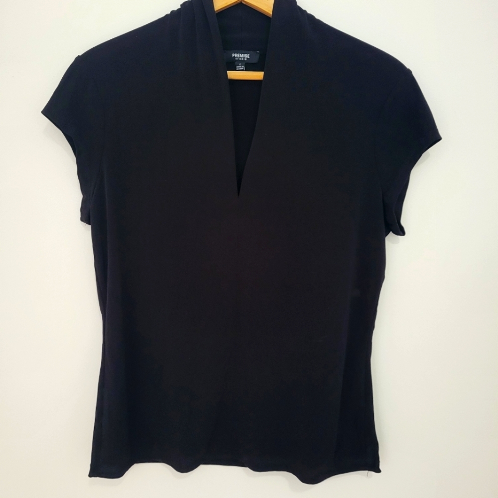 Black Shortsleeve Polyester Blouse